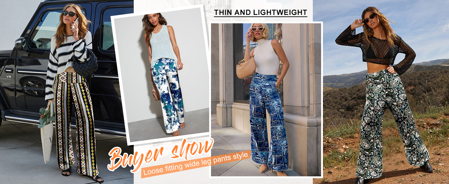 Women's Palazzo Lounge Pants Casual Wide Leg Pants High Waist Flowy Toursers with Pockets wide leg sweat pants woman