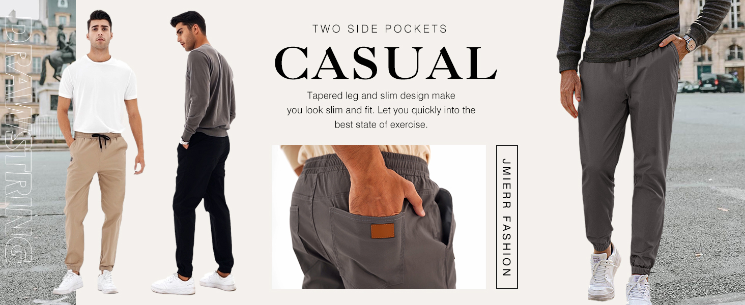 Mens Casual Joggers Pants - Cotton Drawstring Chino Cargo Pants Hiking Outdoor Twill Track Jogging Sweatpants Pants MIERR Mens Casual Joggers Pants - Cotton Drawstring Chino Cargo Pants