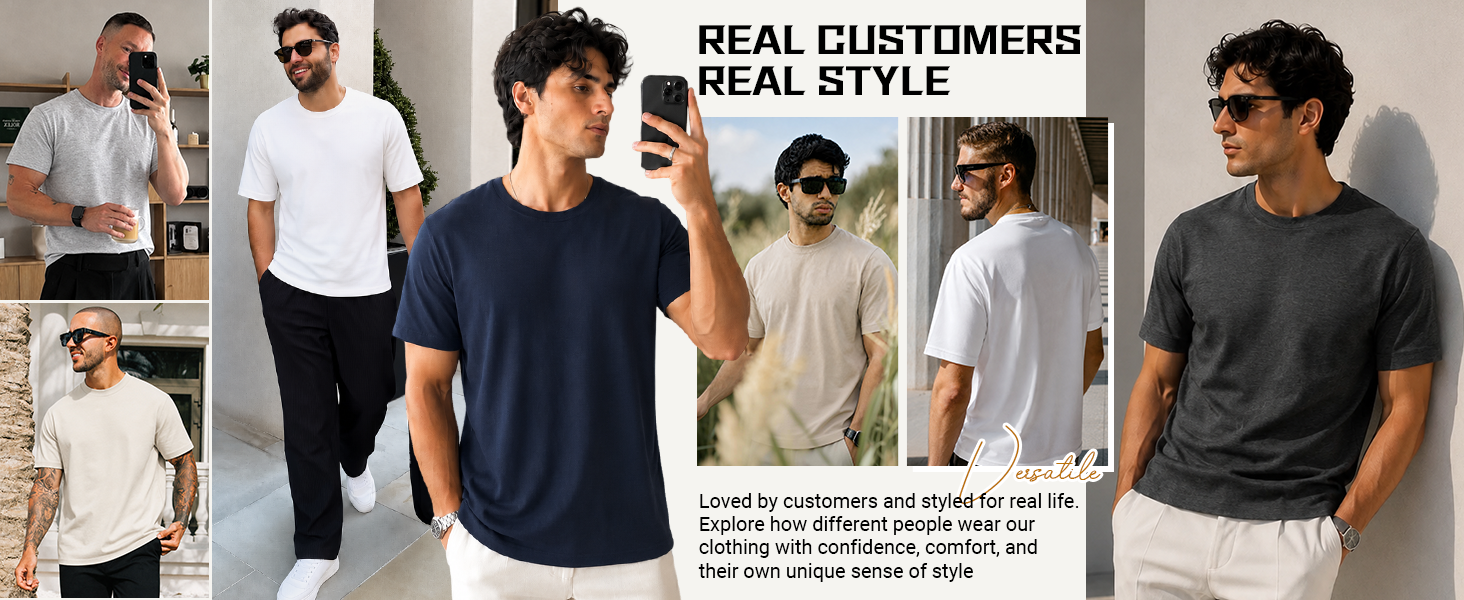 Mens T Shirts Short Sleeve Heavyweight Tshirt Casual Crew Neck Tee Shirts for Men crew neck tshirts for men heavy t shirts plain t shirts coofandy t shirts for men men t shirts