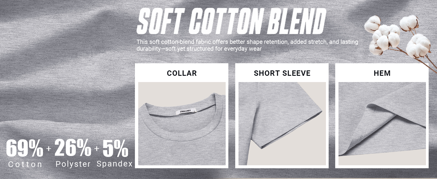 Mens T Shirts Short Sleeve Heavyweight Tshirt Casual Crew Neck Tee Shirts for Men crew neck tshirts for men heavy t shirts plain t shirts coofandy t shirts for men men t shirts